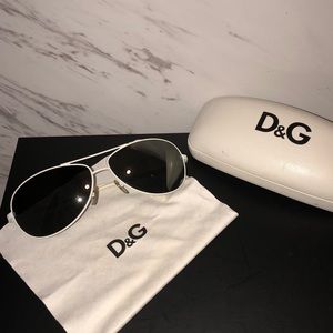 Dolce &Gabbana White Aviator Metal Sunglasses